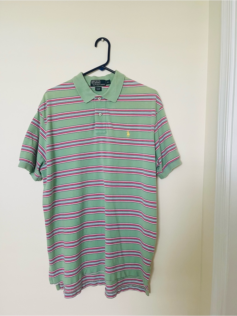 Polo by Ralph Lauren Men's Green Striped Polo Shirt